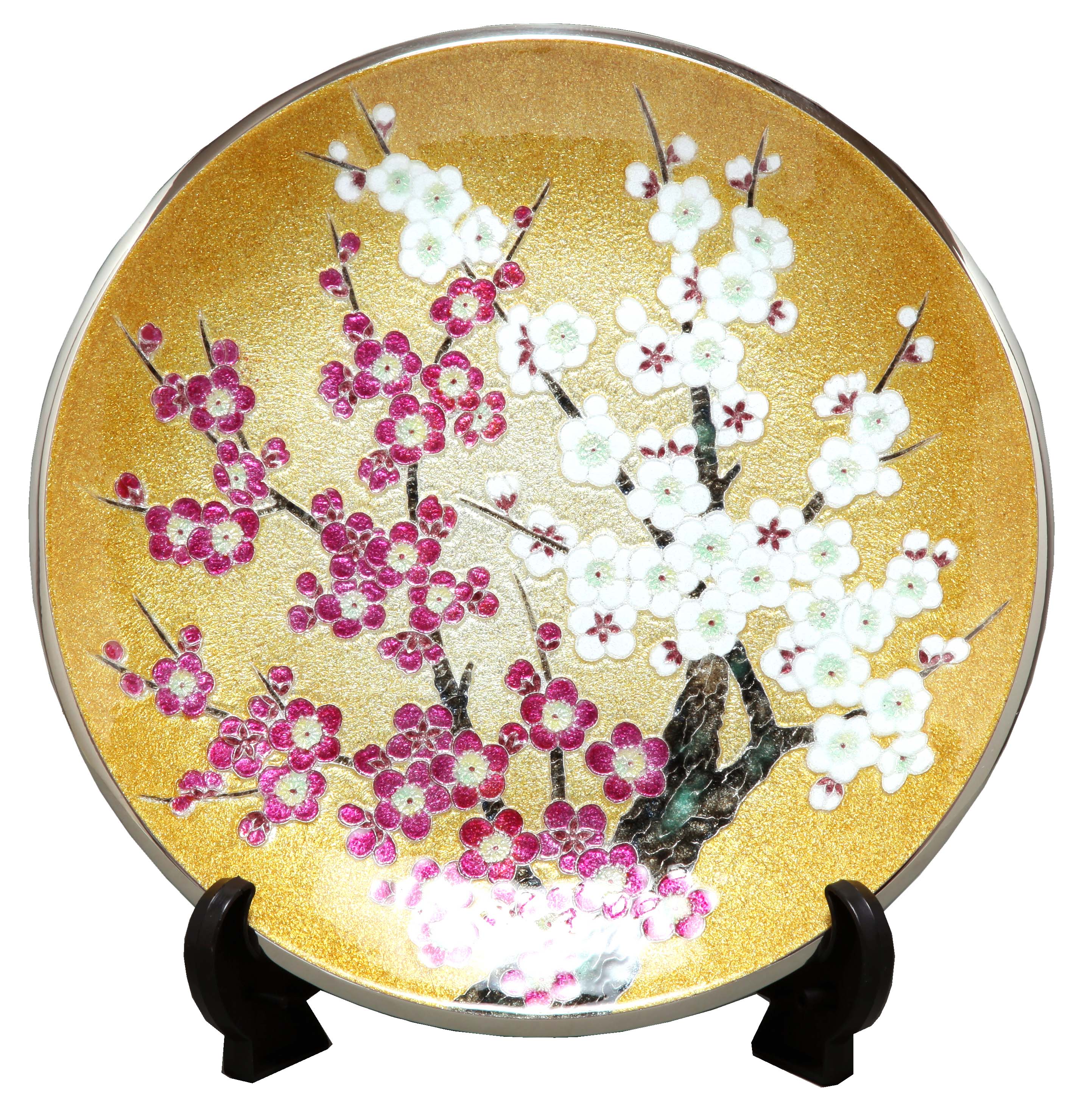 大阪購入 彩光舎 七宝焼き 44 紅梅 飾り皿 002-13 花瓶、花器 www